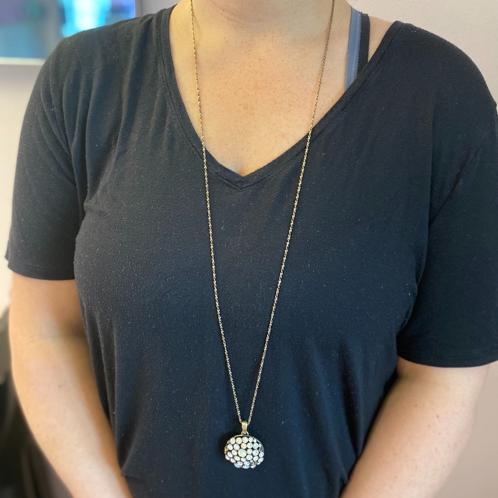 Women's Gold Chain Necklace with Crystal Pendant